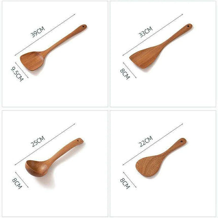 Sleek Wooden Utensils Set for Effortless Gourmet Cooking - Très Elite