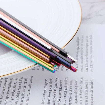 Sleek and Sturdy Stainless Steel Chopsticks - Ergonomic Non-Slip Grip for Sushi and Asian Cuisine - Très Elite