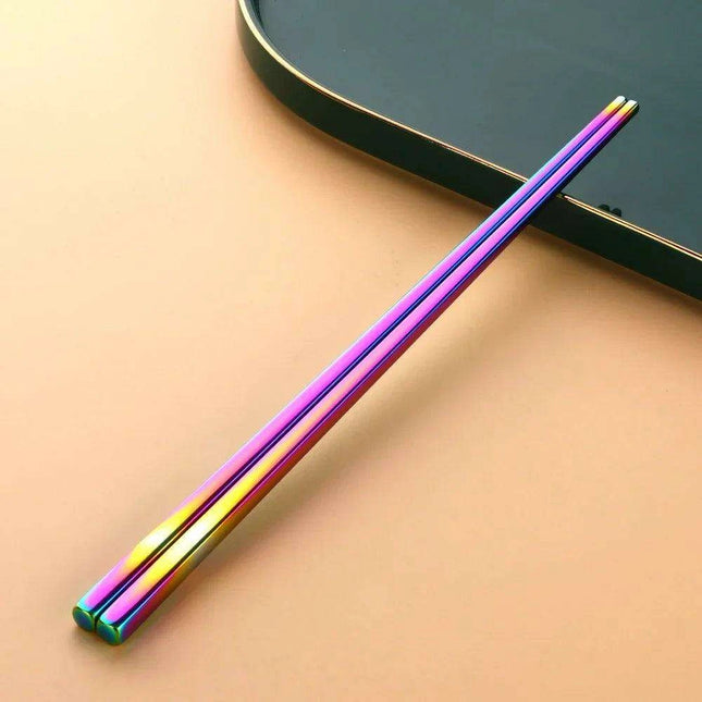 Sleek and Sturdy Stainless Steel Chopsticks - Ergonomic Non-Slip Grip for Sushi and Asian Cuisine