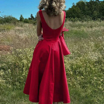 Sleeveless A-line Maxi Gown - Elegant Backless High Waist Dress - Très Elite