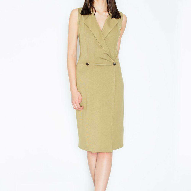 Sleeveless Button-Up Envelope Dress - Model 52574 by Figl