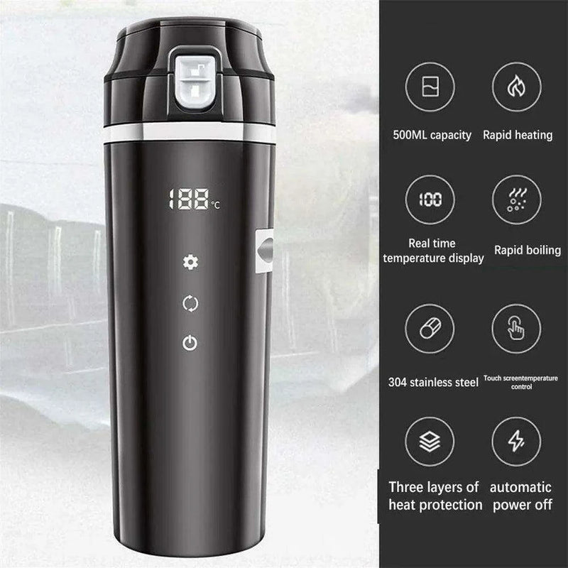 Smart 500ml Heated Travel Mug with Custom Temperature Control for Cars - Très Elite
