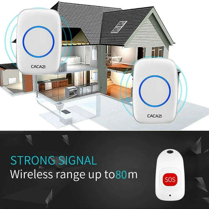 Smart Home Wireless Doorbell System with Emergency SOS Feature, 80M Range, Multi-Receiver Compatibility, and Custom Ringtone Options - Très Elite