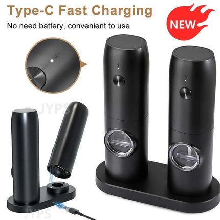 Smart USB Rechargeable Salt and Pepper Grinder with Adjustable Coarseness and LED Indicator - Très Elite