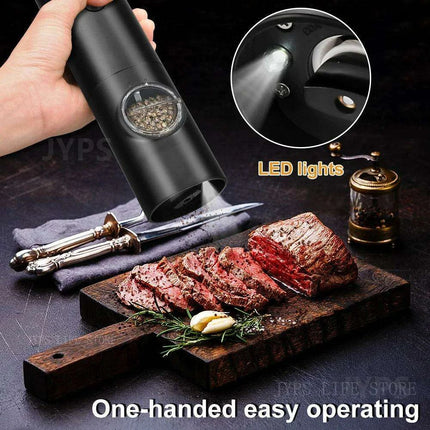Smart USB Rechargeable Salt and Pepper Grinder with Adjustable Coarseness and LED Indicator - Très Elite