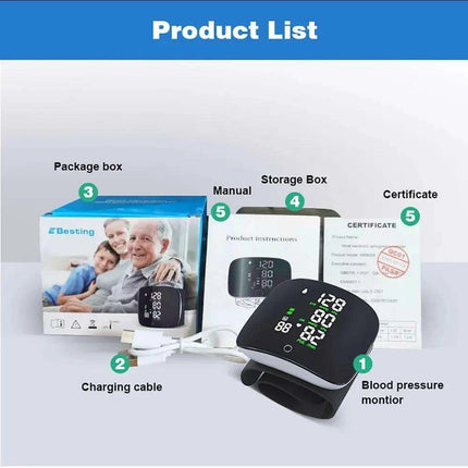 Smart Voice-Controlled Rechargeable Blood Pressure and Heart Rate Monitor with LCD Screen - Très Elite