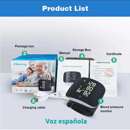 Smart Voice-Controlled Rechargeable Blood Pressure and Heart Rate Monitor with LCD Screen - Très Elite