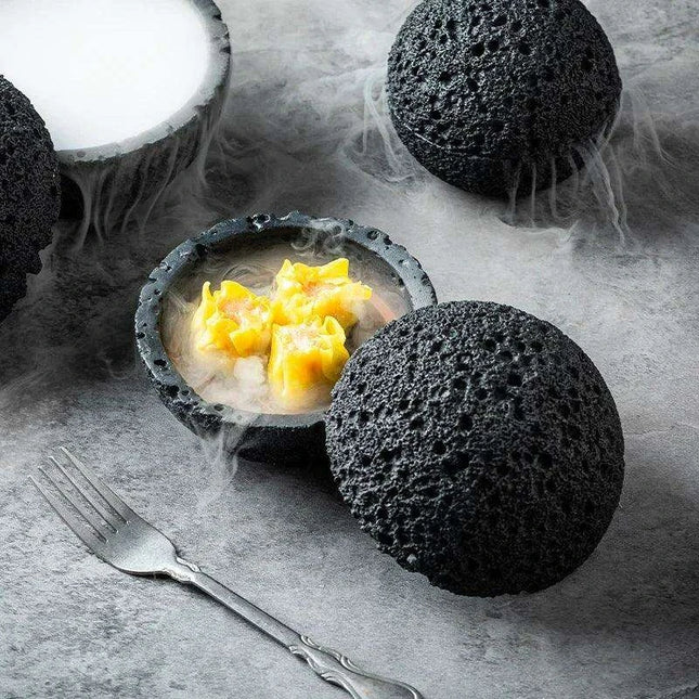 Smoky Volcano Inspired Porcelain Bowl Collection for Culinary Masterpieces