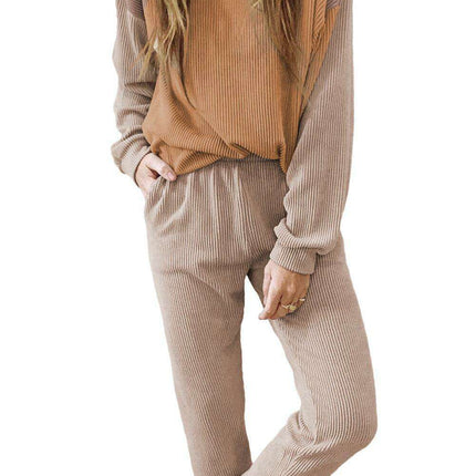 Snug Brown Colorblock Lounge Set for Ultimate Relaxation - Très Elite