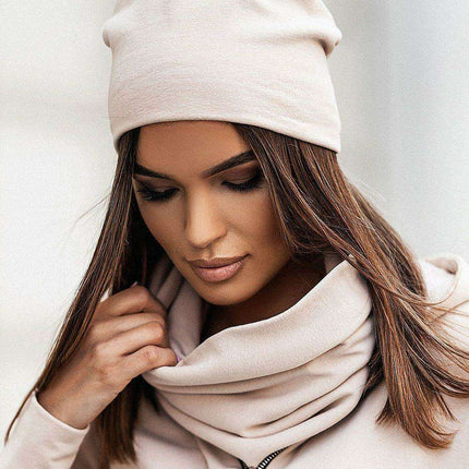 Snug Cotton Beanie and Neck Warmer Set Cozy Winter