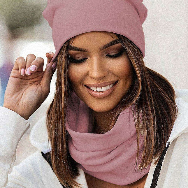 Snug Cotton Beanie and Neck Warmer Set Cozy Winter