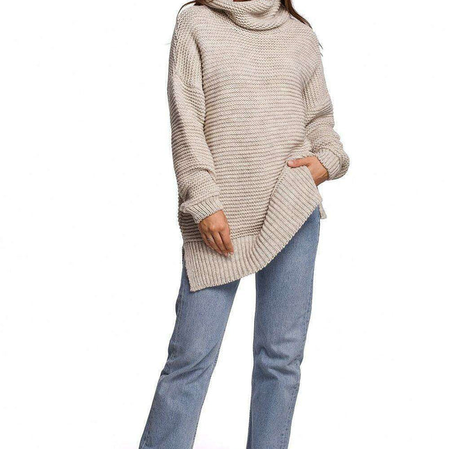 Snug and Stylish Turtleneck BE Knit Sweater for Cold Weather