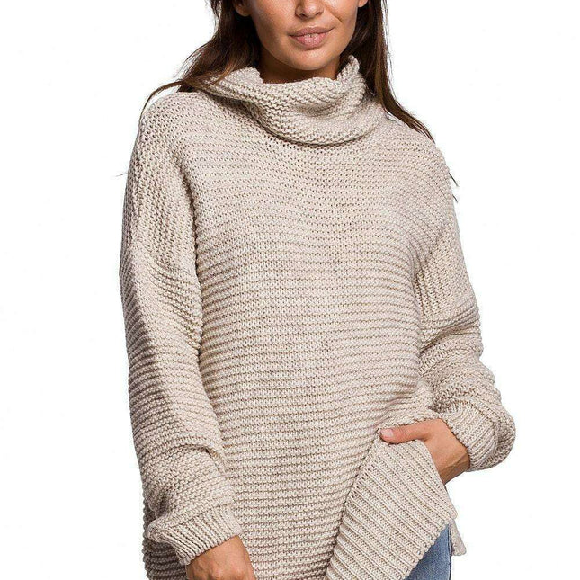 Snug and Stylish Turtleneck BE Knit Sweater for Cold Weather