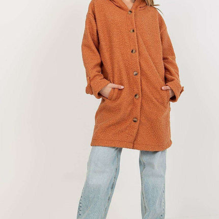 Snuggly Hooded Plush Button-Up Coat
