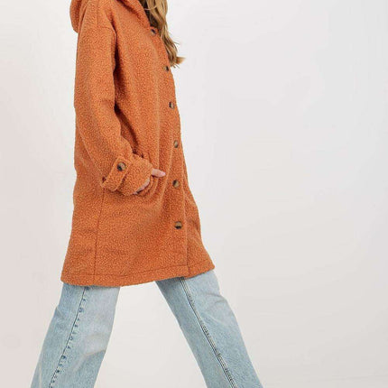 Snuggly Hooded Plush Button-Up Coat - Très Elite
