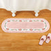 Elegant Oval Pink Rose Rug Duo - 2pcs Stylish Living Room and Bedroom Mat