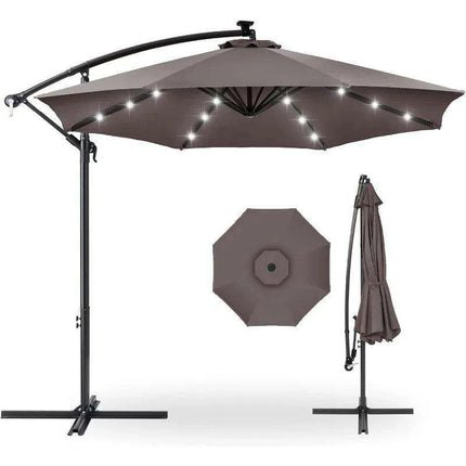 Solar-Powered 10ft LED Hanging Market Umbrella for Outdoor Spaces..