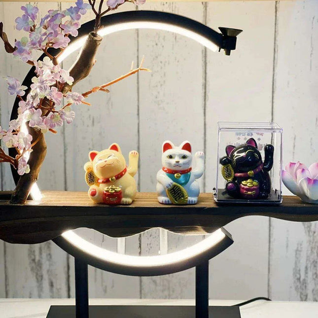 Solar-Powered Lucky Cat Figurine for Abundance and Good Fortune