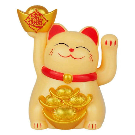 Solar-Powered Waving Lucky Cat Figurine - A Symbol of Joy and Good Fortune..