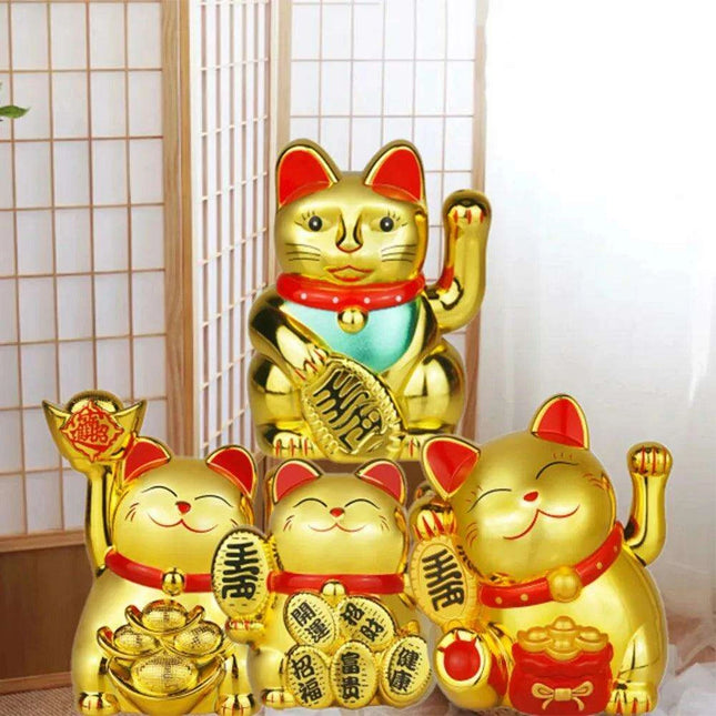Solar-Powered Waving Lucky Cat Figurine - A Symbol of Joy and Good Fortune