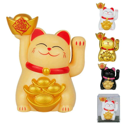 Solar-Powered Waving Lucky Cat Figurine - A Symbol of Joy and Good Fortune - Très Elite