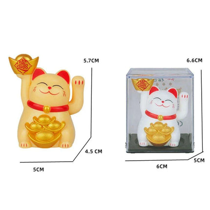 Solar-Powered Waving Lucky Cat Figurine - A Symbol of Joy and Good Fortune - Très Elite