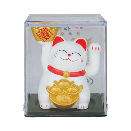 Solar-Powered Waving Lucky Cat Figurine - A Symbol of Joy and Good Fortune - Très Elite