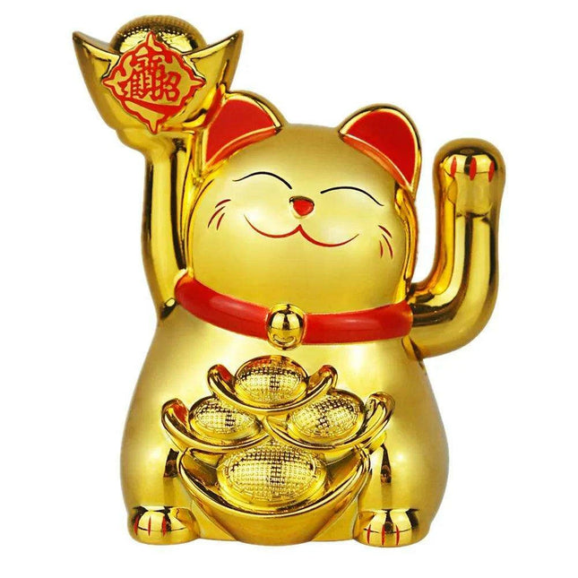 Solar-Powered Waving Lucky Cat Figurine - A Symbol of Joy and Good Fortune