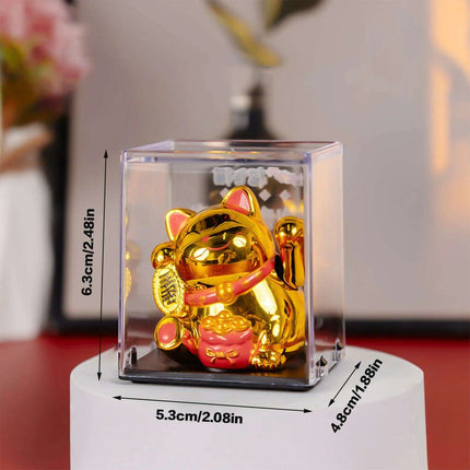 Solar Waving Lucky Cat: Eco-Friendly Maneki Neko for Home and Office Good Fortune - Très Elite
