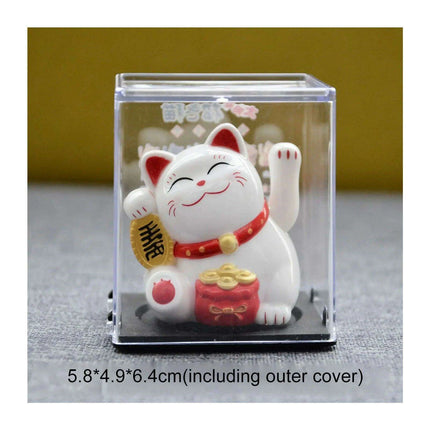 Solar Waving Lucky Cat: Eco-Friendly Maneki Neko for Home and Office Good Fortune - Très Elite