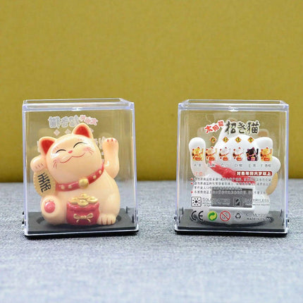 Solar Waving Lucky Cat: Eco-Friendly Maneki Neko for Home and Office Good Fortune - Très Elite