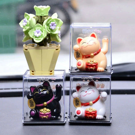 Solar Waving Lucky Cat: Eco-Friendly Maneki Neko for Home and Office Good Fortune - Très Elite