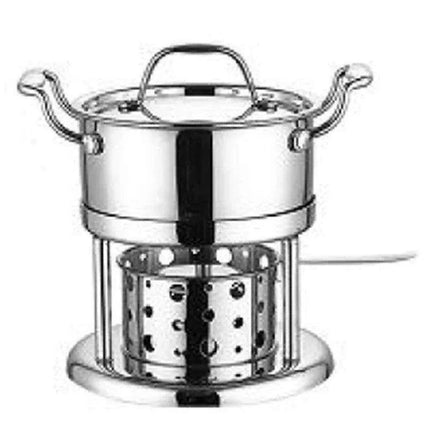 Solo Dining Stainless Steel Pot Set with Integrated Alcohol Burner..
