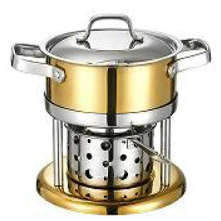 Solo Dining Stainless Steel Pot Set with Integrated Alcohol Burner..