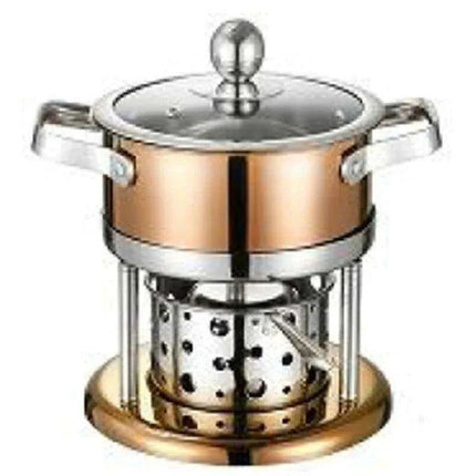Solo Dining Stainless Steel Pot Set with Integrated Alcohol Burner..