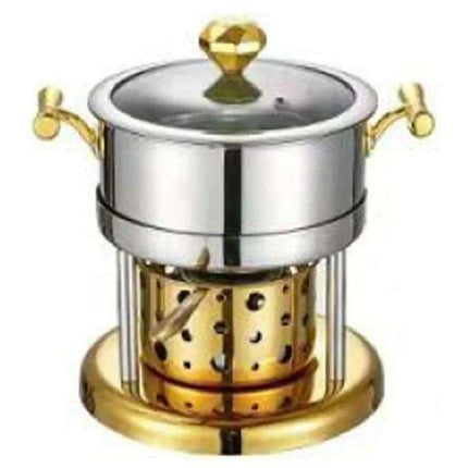 Solo Dining Stainless Steel Pot Set with Integrated Alcohol Burner..