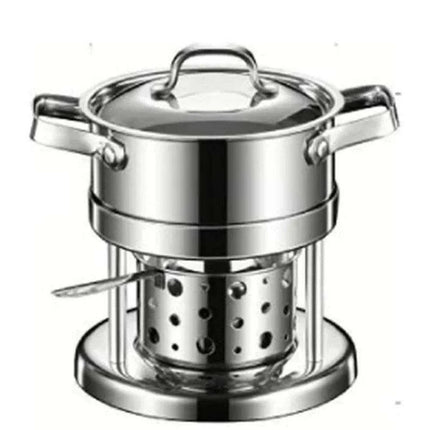 Solo Dining Stainless Steel Pot Set with Integrated Alcohol Burner..