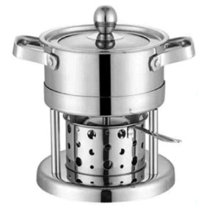 Solo Dining Stainless Steel Pot Set with Integrated Alcohol Burner..