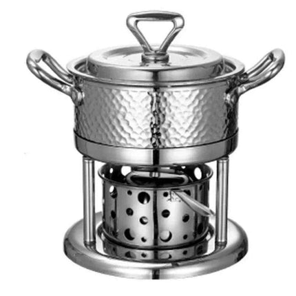 Solo Dining Stainless Steel Pot Set with Integrated Alcohol Burner..