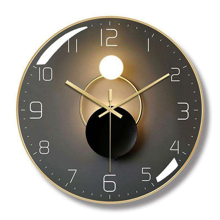Sophisticated 12-Inch Silent Wall Clock with Curved Glass and Wooden Backing for Timeless Elegance..