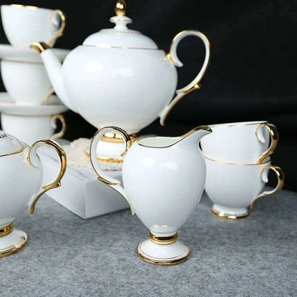 Sophisticated 15-Piece European Bone China Tea and Coffee Service Set - Très Elite