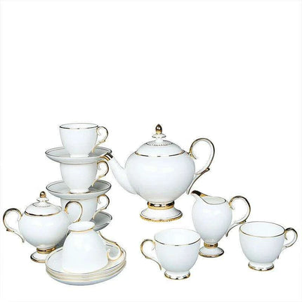 Sophisticated 15-Piece European Bone China Tea and Coffee Service Set - Très Elite