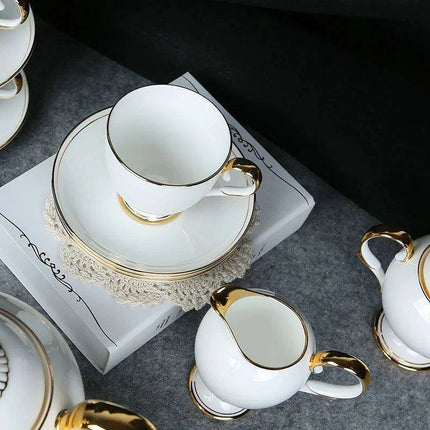 Sophisticated 15-Piece European Bone China Tea and Coffee Service Set - Très Elite
