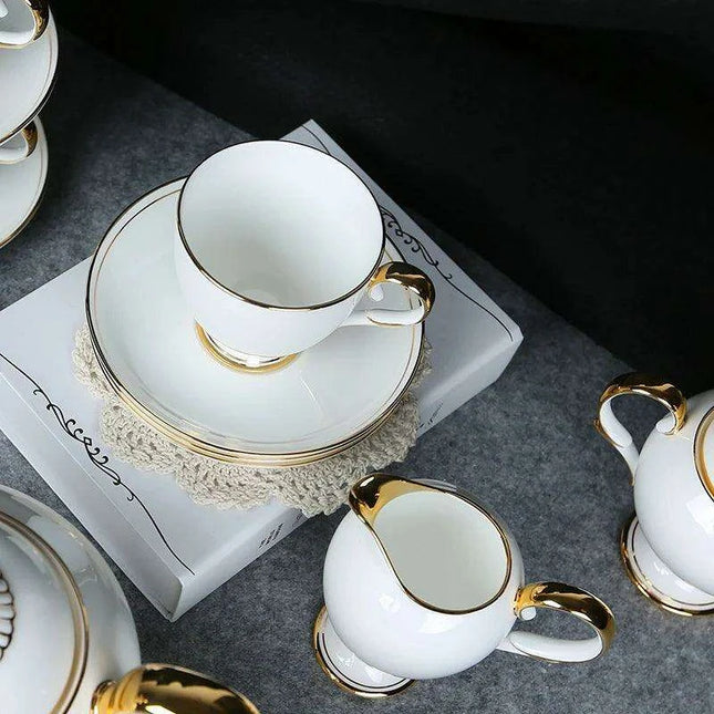 Sophisticated 15-Piece European Bone China Tea and Coffee Service Set