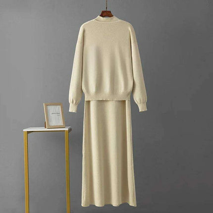 Sophisticated 2-Piece Knit Dress Set for Effortless Work and Casual Elegance - Très Elite
