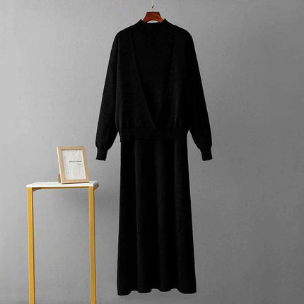 Sophisticated 2-Piece Knit Dress Set for Effortless Work and Casual Elegance