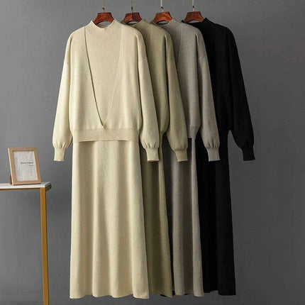 Sophisticated 2-Piece Knit Dress Set for Effortless Work and Casual Elegance - Très Elite
