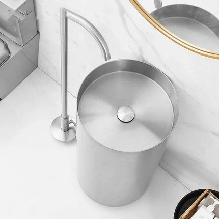 Sophisticated 304 Stainless Steel Round Pedestal Sink - Très Elite