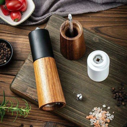 Sophisticated 6-Inch Wooden Salt and Pepper Grinder with Adjustable Grinding Mechanism - Très Elite