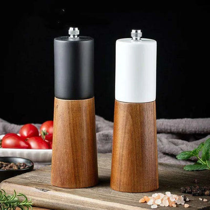 Sophisticated 6-Inch Wooden Salt and Pepper Grinder with Adjustable Grinding Mechanism - Très Elite